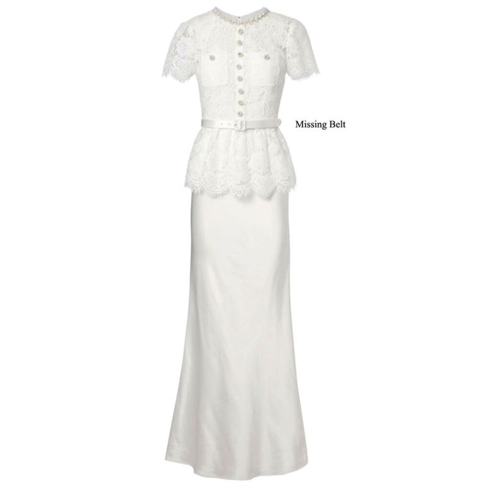 Self-Portrait Womens Lace Satin Dress US 2 | UK 6 White - NWT $840